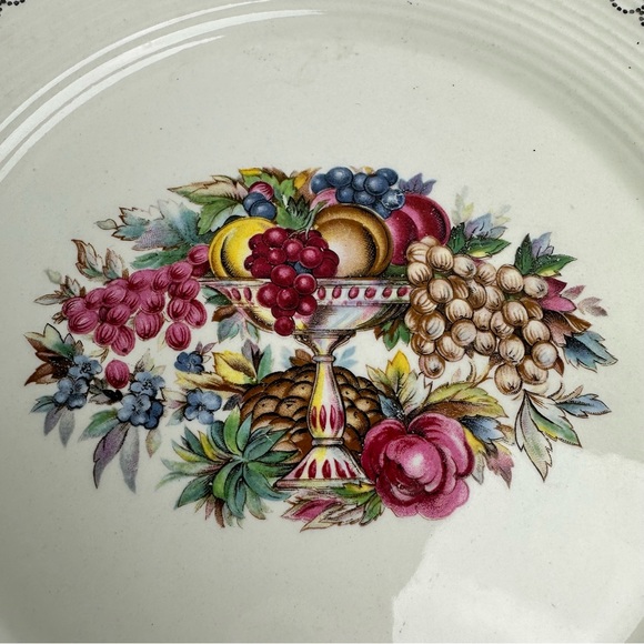 Triumph | Vintage White Gold & Ceramic Serving Platter w/ Floral Pattern - Picture 4 of 8